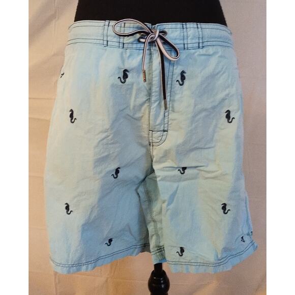 Cremieux Swimwear Men's Trunks Light Blue w/Seahorses Size L - Picture 1 of 6